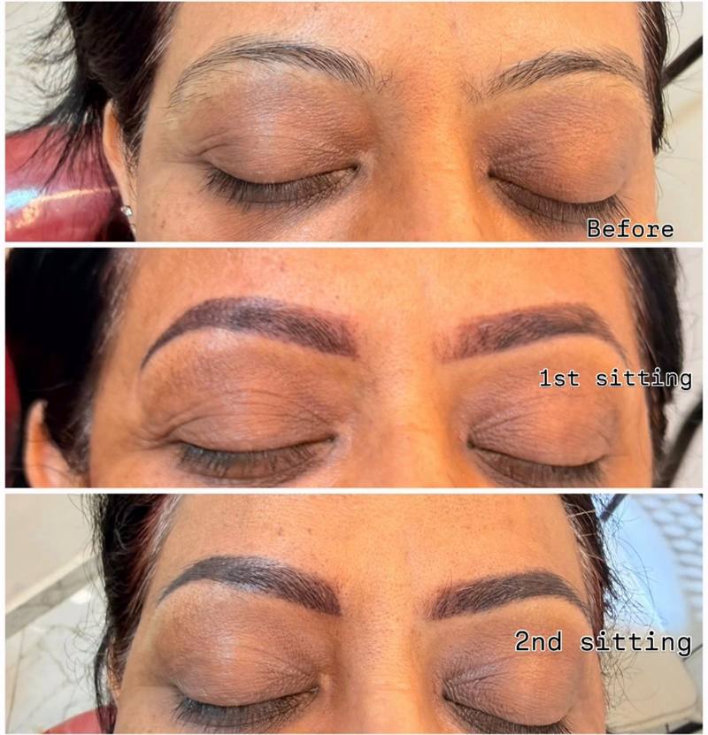 Permanent eyebrows transformation — before and after